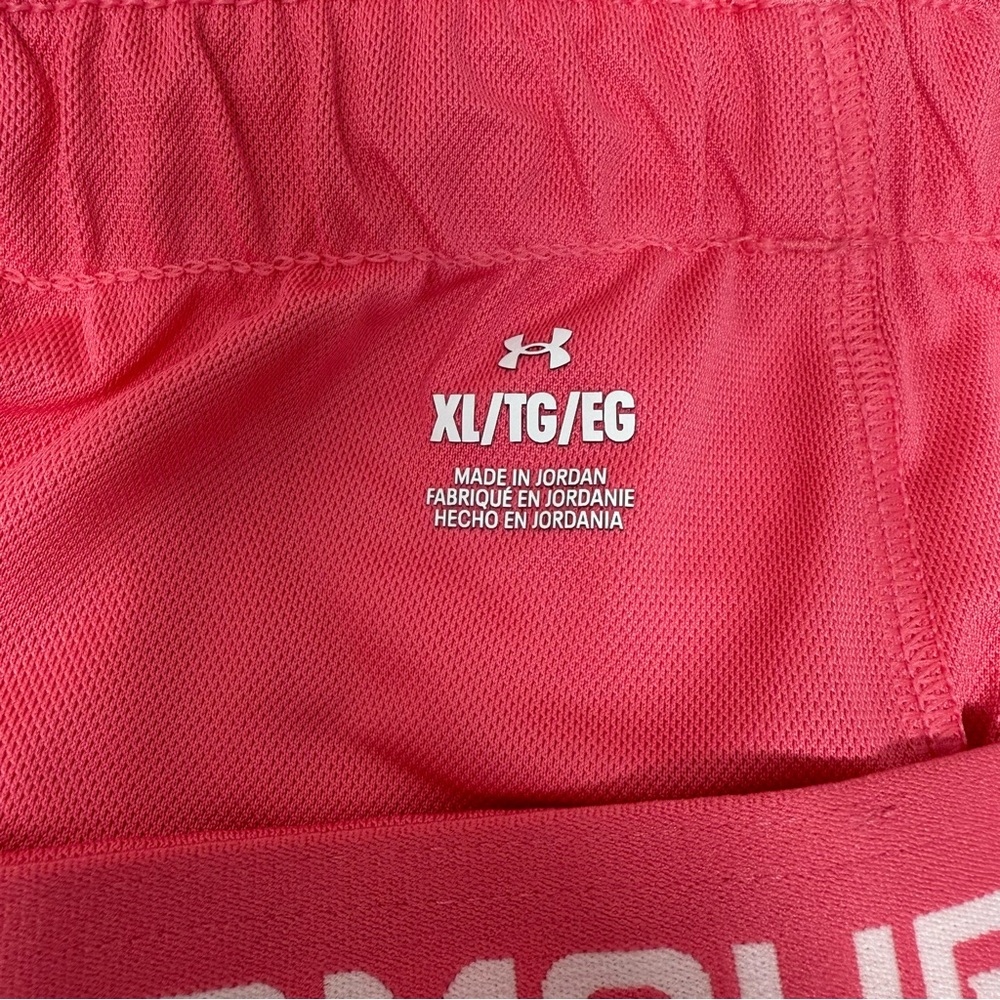 NWT-Under Armour Women's Tech Play Up 3" Shorts Size XL Pink/White - Picture 3 of 8